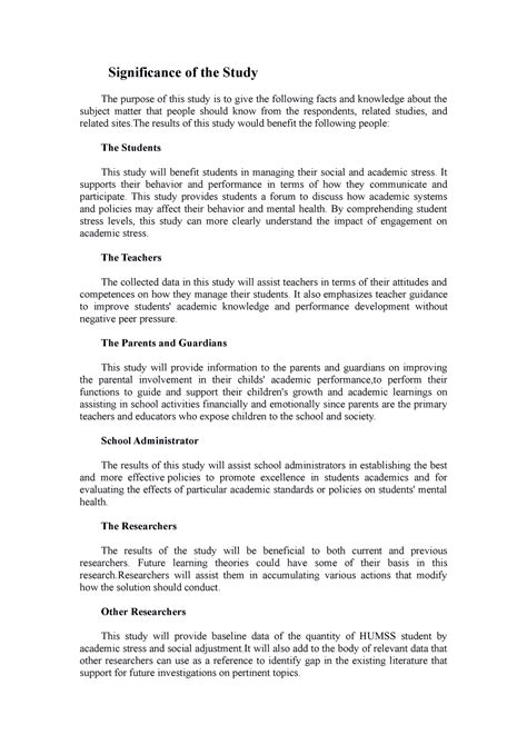 Image result for Significance of the Study to the Academe Example