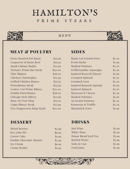 Image result for Fancy Restaurant Menu Project