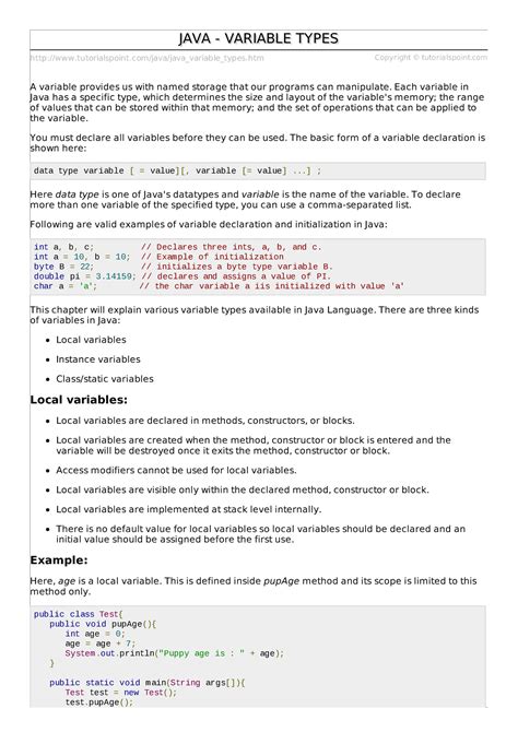 Image result for Variables and Sub Topics Example Programs in Java