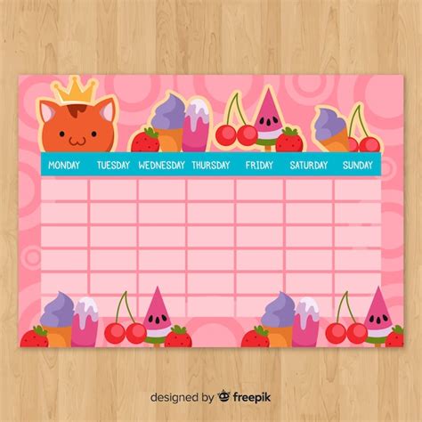 Image result for Colorful Weekly Assignment Schedule Template