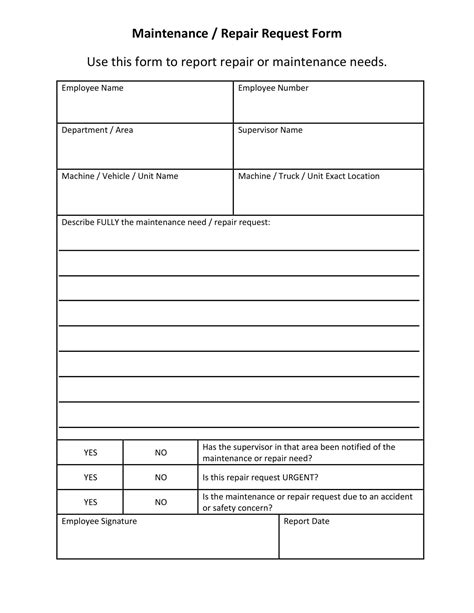 Image result for Example Request Form for Maintenance Vehicle
