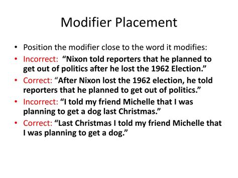 Toradh íomhá ar Placing Modifiers