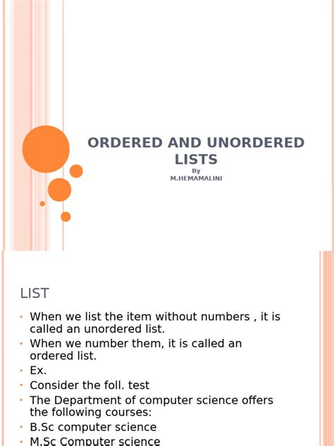 Image result for Unordered List in Numbers