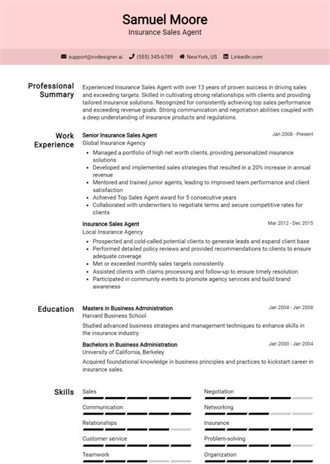 Image result for Insurance Sales Agent Resume Examples