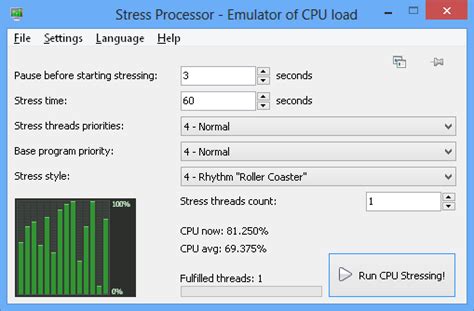 Stress CPU Programs に対する画像結果