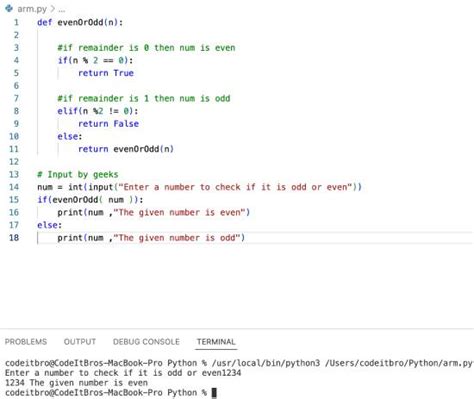Toradh íomhá ar Intiger Way to Find Even or Odd Python