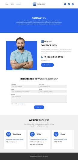 Toradh íomhá ar Contact Page HTML Template