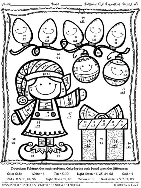 Image result for Coloring Christmas Pages with Basic Math