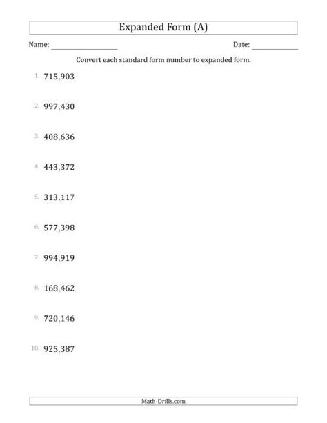 Image result for Expanded Form 6 Digit Numbers Worksheet