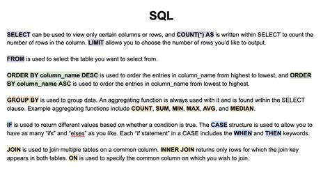 Image result for SQL Summary