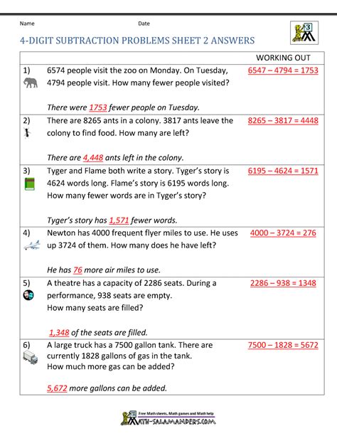 Image result for Class 3 Maths Subtraction Word Problems