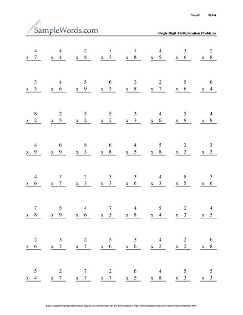 Image result for 3rd Grade Math Worksheets Multiplication 1-10