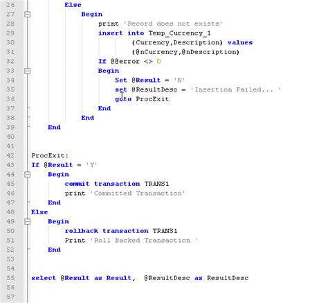 SQL Stored Procedure Commit に対する画像結果