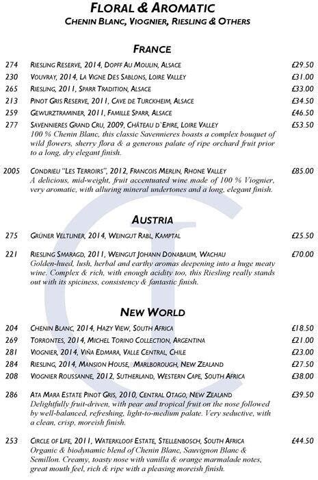 Chapter One Restaurant Menu に対する画像結果