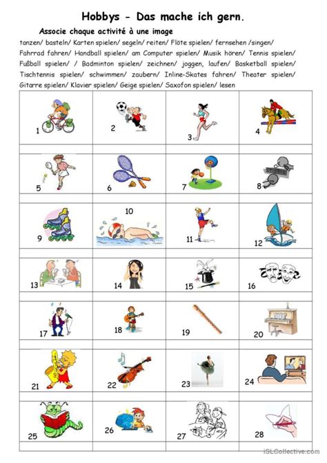 Toradh íomhá ar Hobbies in German