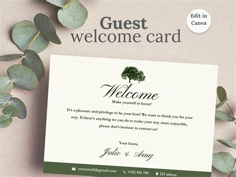 Welcome Card Canva Template for Airbnb, Thank You for Staying Card for ...