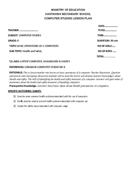 Computer Studies Lesson Plan に対する画像結果