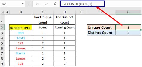 How to Only Count Distinct Text in Excel Formula for Each Row に対する画像結果