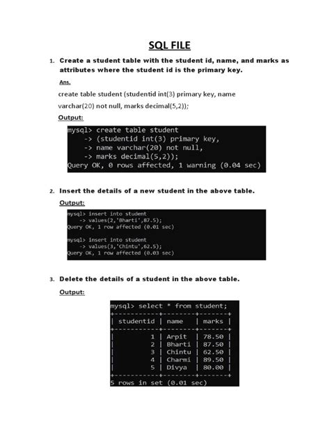 Output for Student Table in SQL Server に対する画像結果