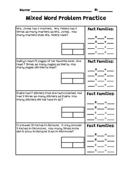 Toradh íomhá ar Mixed Multiplication and Division Word Problems