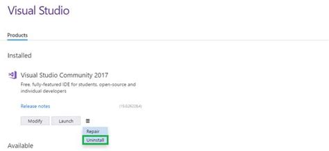 Image result for Uninstall Visual Studio