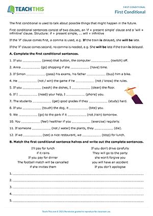 Toradh íomhá ar First Conditional Puzzles Worksheet A2