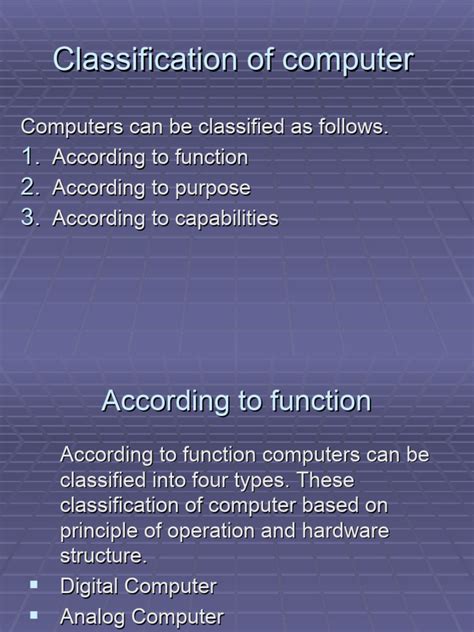 Toradh íomhá ar Classification of Computer in a Table Form