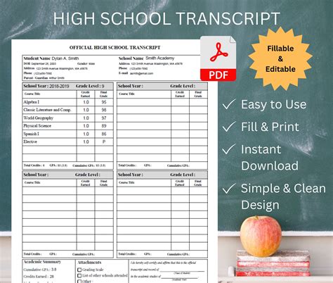 Image result for Homeschool Transcript Coursework Printable