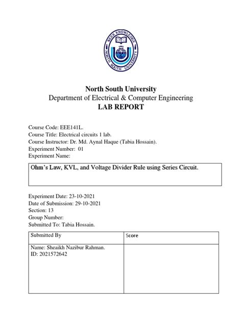 Image result for Examples of Lab Report for Electronics Engineering