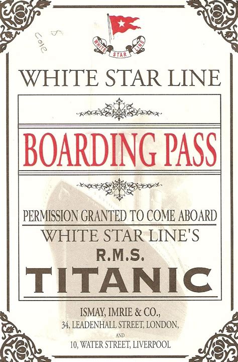 Image result for Titanic First Class Ticket Poster