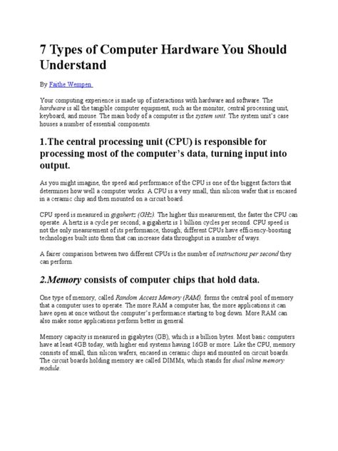 Image result for 5 Types of Computer Hardware with Image PDF