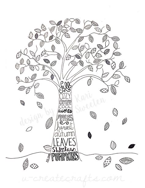 Toradh íomhá ar Free Printable Fall Tree Coloring Pages
