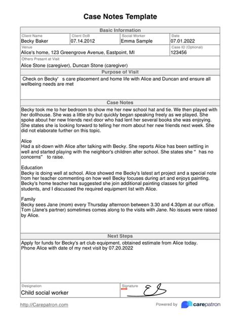Image result for Case Note Sample Pdf