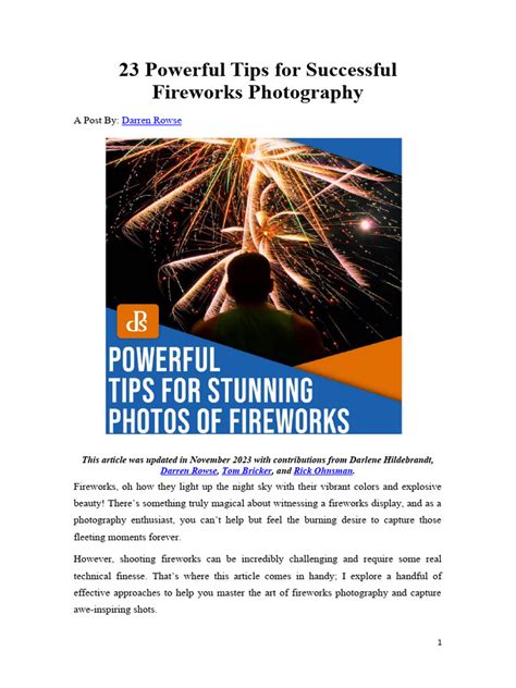 23 Powerful Tips for Successful Fireworks Photography | PDF | Camera ...