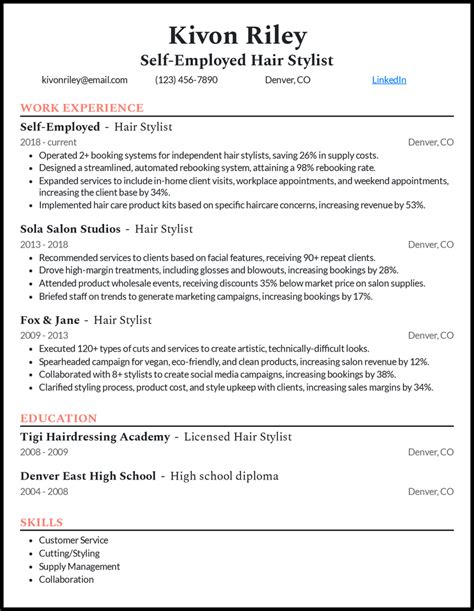 Image result for Sample Hair Stylist Resume Example