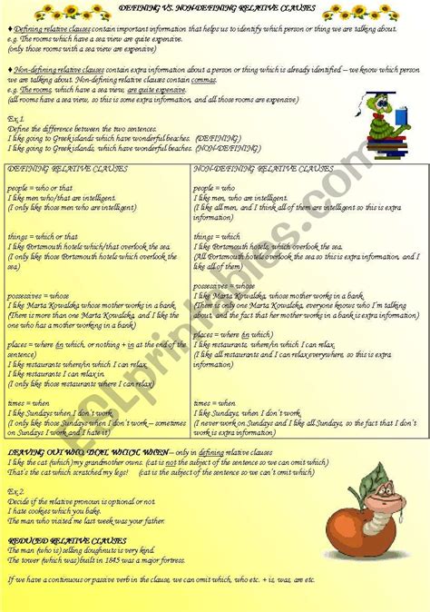 Image result for Defining vs Non Defining Relative Clauses Worksheet