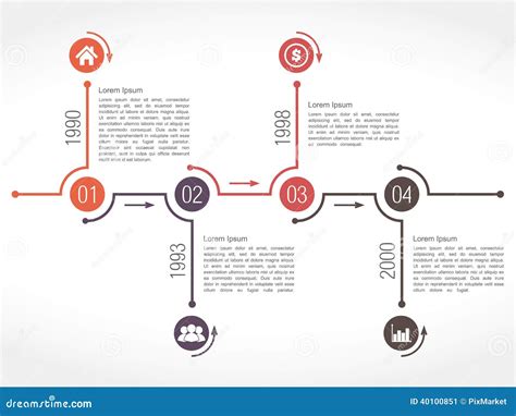 Horizontal Timeline Design Template Stock Vector - Illustration of ...