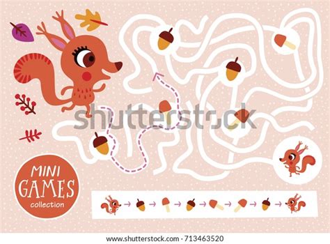 Funny Maze Children Feed Squirrel Mini Stock Vector (Royalty Free ...
