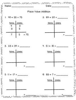 Image result for Place Value 2-Digit Addition Template