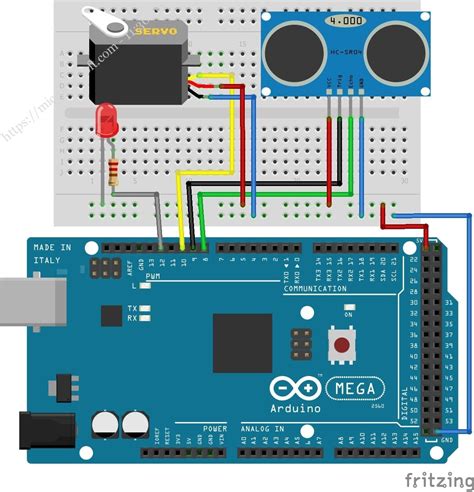 Toradh íomhá ar Ultrasonic Sensor Servo Arduino