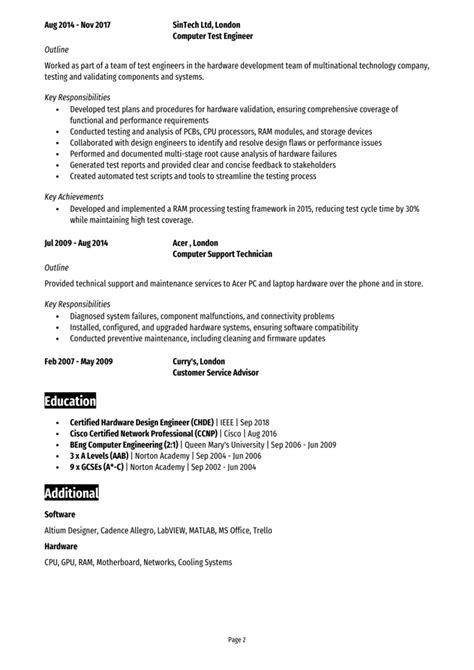 Image result for Computer Engineering CV Example