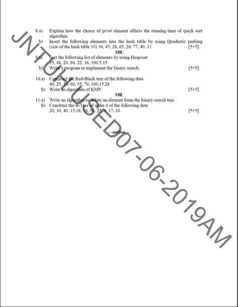 Image result for JNTUH Data Structures Question Paper