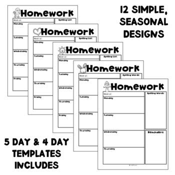 Image result for Editable Homework Template