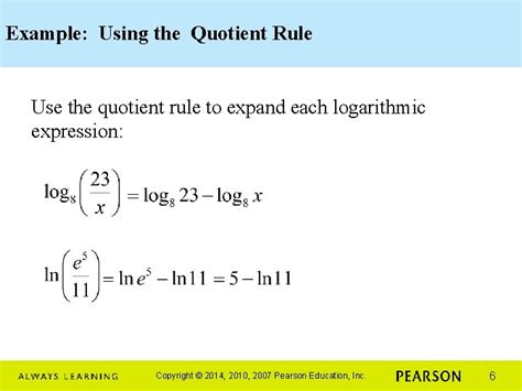 Image result for Logarithm of Quotient
