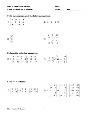 Image result for Basic Matrix Operations Sheets