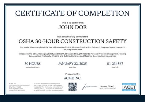 Image result for OSHA Card Example