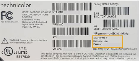 Image result for Technicolor Modem Cga4131com
