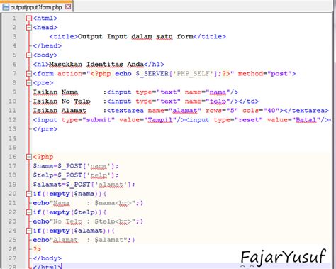 Contoh Coding Form Di PHP に対する画像結果