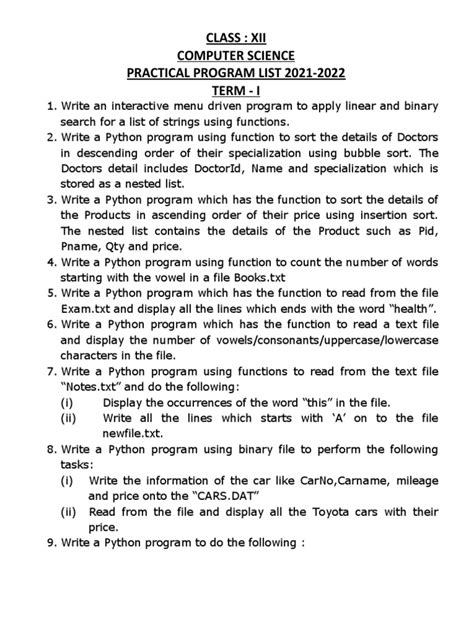 12th Computer Science Practical PDF に対する画像結果