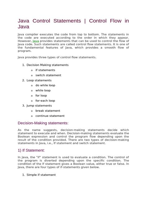 תוצאת תמונה עבור Java Control Statement Example